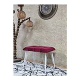 Zafir Metal Beyaz Tel Ayaklı 60 cm Puf Bench - Puf - Bench - Oturak - Mutfak Oturağı - Antre Oturağı Bordo Renk 60 x 40 Boyut/Ebat
