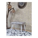 Zafir Metal Beyaz Tel Ayaklı 60 cm Puf Bench - Puf - Bench - Oturak - Mutfak Oturağı - Antre Oturağı Gri Renk 60 x 40 Boyut/Ebat