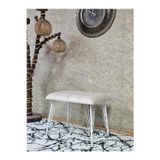 Zafir Metal Beyaz Tel Ayaklı 60 cm Puf Bench - Puf - Bench - Oturak - Mutfak Oturağı - Antre Oturağı Krem Renk 60 x 40 Boyut/Ebat