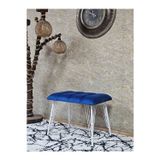 Zafir Metal Beyaz Tel Ayaklı 60 cm Puf Bench - Puf - Bench - Oturak - Mutfak Oturağı - Antre Oturağı Mavi Renk 60 x 40 Boyut/Ebat