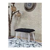 Zafir Metal Beyaz Tel Ayaklı 60 cm Puf Bench - Puf - Bench - Oturak - Mutfak Oturağı - Antre Oturağı Siyah Renk 60 x 40 Boyut/Ebat