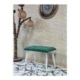 Zafir Metal Beyaz Tel Ayaklı 60 cm Puf Bench - Puf - Bench - Oturak - Mutfak Oturağı - Antre Oturağı Yeşil Renk 60 x 40 Boyut/Ebat