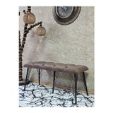Zafir Metal Siyah Tel Ayaklı 100 cm Puf Bench - Puf - Bench - Oturak - Mutfak Oturağı - Antre Oturağı Kahverengi Renk 100 x 40 Boyut/Ebat