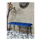 Zafir Metal Siyah Tel Ayaklı 100 cm Puf Bench - Puf - Bench - Oturak - Mutfak Oturağı - Antre Oturağı Mavi Renk 100 x 40 Boyut/Ebat