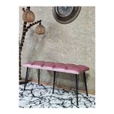 Zafir Metal Siyah Tel Ayaklı 100 cm Puf Bench - Puf - Bench - Oturak - Mutfak Oturağı - Antre Oturağı Pembe Renk 100 x 40 Boyut/Ebat