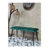 Zafir Metal Siyah Tel Ayaklı 100 cm Puf Bench - Puf - Bench - Oturak - Mutfak Oturağı - Antre Oturağı Yeşil Renk 100 x 40 Boyut/Ebat