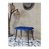 Zafir Metal Siyah Tel Ayaklı 60 cm Puf Bench - Puf - Bench - Oturak - Mutfak Oturağı - Antre Oturağı Mavi Renk 60 x 40 Boyut/Ebat