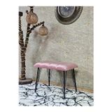 Zafir Metal Siyah Tel Ayaklı 60 cm Puf Bench - Puf - Bench - Oturak - Mutfak Oturağı - Antre Oturağı Pembe Renk 60 x 40 Boyut/Ebat