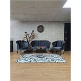 Zafir Papatya Çay Seti Koltuk Takımı Siyah Boyalı Sivriltme Ayak, Balkon, Salon, Ofis, Cafe Koltuk Takımı - Füme - Tek Ebat