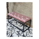 Zafir Siyah Boyalı Diktörtgen 100 cm x 40 cm Oturak Puf - Bench - Makyaj Oturağı - Oturak Pembe Renk 100 x 40 Boyut/Ebat