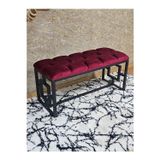 Zafir Siyah Boyalı İçi Kareli Diktörtgen 100 cm x 40 cm Oturak Puf - Bench - Makyaj Oturağı - Oturak Bordo Renk 100 x 40 Boyut/Ebat