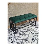 Zafir Siyah Boyalı İçi Kareli Diktörtgen 100 cm x 40 cm Oturak Puf - Bench - Makyaj Oturağı - Oturak Yeşil Renk 100 x 40 Boyut/Ebat