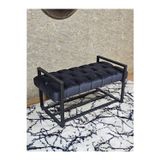 Zafir Siyah Boyalı Metal 80 cm Puf Bench - Antre Puf - Hol Bench - Puf - Oturak - Bench Füme Renk 90 x 45 Boyut/Ebat