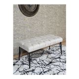 Zafir Siyah Boyalı Tel Ayaklı 90 cm Puf Bench - Puf - Bench - Kasalı Oturak - Oturak - Yatak Ucu Puf Krem Renk 90 x 41 Boyut/Ebat