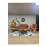Zafir TEDDY Takım Beyaz Boyalı Sivriltme Ayak Çay Seti Koltuk - Berjer , Balkon, Salon, Ofis Kiremit Renk 40 x 125 Boyut/Ebat