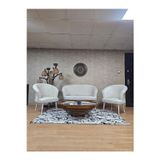 Zafir TEDDY Takım Beyaz Boyalı Sivriltme Ayak Çay Seti Koltuk - Berjer , Balkon, Salon, Ofis Krem Renk 40 x 125 Boyut/Ebat