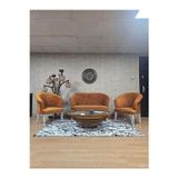 Zafir TEDDY Takım Beyaz Boyalı Telli Ayak Çay Seti Koltuk - Berjer , Balkon, Salon, Ofis Kiremit Renk 40 x 125 Boyut/Ebat