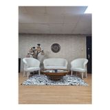 Zafir TEDDY Takım Beyaz Boyalı Telli Ayak Çay Seti Koltuk - Berjer , Balkon, Salon, Ofis Krem Renk 40 x 125 Boyut/Ebat