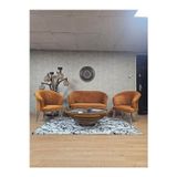 Zafir TEDDY Takım Krom Kaplama Telli Ayak Çay Seti Koltuk - Berjer , Balkon, Salon, Ofis Kiremit Renk 40 x 125 Boyut/Ebat