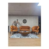 Zafir TEDDY Takım Siyah Boyalı Telli Ayak Çay Seti Koltuk - Berjer , Balkon, Salon, Ofis Kiremit Renk 40 x 125 Boyut/Ebat