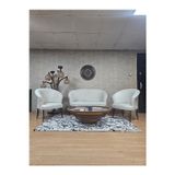 Zafir TEDDY Takım Siyah Boyalı Telli Ayak Çay Seti Koltuk - Berjer , Balkon, Salon, Ofis Krem Renk 40 x 125 Boyut/Ebat