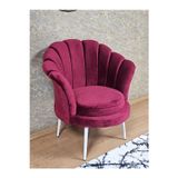 Zafir Tekli İstiridye Beyaz Boyalı Sivriltme Ayak Çay Seti Koltuk Tekli Berjer , Balkon, Salon, Ofis Bordo Renk 47 x 47 Boyut/Ebat