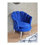 Zafir Tekli İstiridye Beyaz Boyalı Sivriltme Ayak Çay Seti Koltuk Tekli Berjer , Balkon, Salon, Ofis Mavi Renk 47 x 47 Boyut/Ebat