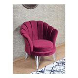 Zafir Tekli İstiridye Beyaz Boyalı Telli Ayak Çay Seti Koltuk Tekli Berjer , Balkon, Salon, Ofis Bordo Renk 47 x 47 Boyut/Ebat