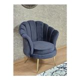 Zafir Tekli İstiridye Gold Kaplama Sivriltme Ayak Çay Seti Koltuk Tekli Berjer , Balkon, Salon, Ofis Füme Renk 47 x 47 Boyut/Ebat