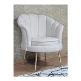 Zafir Tekli İstiridye Gold Kaplama Sivriltme Ayak Çay Seti Koltuk Tekli Berjer , Balkon, Salon, Ofis Krem Renk 47 x 47 Boyut/Ebat