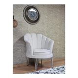Zafir Tekli İstiridye Krom Kaplama Telli Ayak Çay Seti Koltuk Tekli Berjer , Balkon, Salon, Ofis Krem Renk 47 x 47 Boyut/Ebat