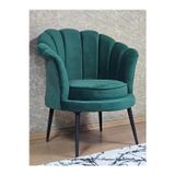 Zafir Tekli İstiridye Siyah Boyalı Sivriltme Ayak Çay Seti Koltuk Tekli Berjer , Balkon, Salon, Ofis Yeşil Renk 47 x 47 Boyut/Ebat