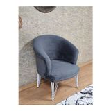 Zafir Tekli TEDDY Beyaz Boyalı Telli Ayak Çay Seti Koltuk Tekli Berjer , Balkon, Salon, Ofis Füme Renk 40,5 Boyut/Ebat