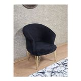 Zafir Tekli TEDDY Gold Kaplama Telli Ayak Çay Seti Koltuk Tekli Berjer , Balkon, Salon, Ofis Siyah Renk 40,5 Boyut/Ebat