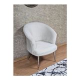 Zafir Tekli TEDDY Krom Kaplama Sivriltme Ayak Çay Seti Koltuk Tekli Berjer , Balkon, Salon, Ofis Krem Renk 40,5 Boyut/Ebat