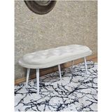 Zafir Ufo Oturak Bench - Beyaz Boyalı Sivriltme Ayak - Oturak - Bench - Puf - Yatak Ucu Pufu Krem Renk 100 x 50 Boyut/ebat - Renkli