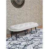 Zafir Ufo Oturak Bench - Siyah Boyalı Sivriltme Ayak - Oturak - Bench - Puf - Yatak Ucu Pufu Krem Renk 100 x 50 Boyut/ebat - Renkli