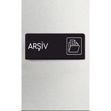 Zafrak Reklam Alüminyum Ofis Departman Kapı Isimliği, Yönlendirme Levhası Arşiv 24X9 cm Siyah Renk - 24x34cm
