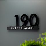 Zafrak Reklam Kişiye Özel Daire Villa Kapı Numarası ve Isimlik , Alüminyum Kompozit 40X20 cm - 1 Adet