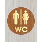 Zafrak Reklam Lazer Kesim Gold Pleksi Ahşap Wc Tuvalet Tabelası Kadın & Erkek Yönlendirme Levhası 15X15cm - 15 x 15 cm - 1 Adet