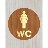 Zafrak Reklam Lazer Kesim Gold Pleksi Ahşap Wc Tuvalet Tabelası Kadın Yönlendirme Levhası 15X15cm - 15 x 15 cm - 1 Adet