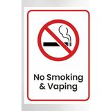 Zafrak Reklam No Smoking Vaping - Uyarı Tabela Levhası 24 x 34 cm Polikarbon - 1 Adet - 24x34