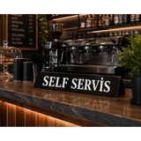 Zafrak Reklam Self Servis Çift Yönlü Masa Üstü Mini Tabela 25X5 cm Ölçü Siyah Pleksi Üzeri Folyo Kesim - 25 x 5 cm