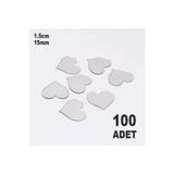 zafrakreklam Dekor Süs Yuvarlak Ayna Gümüş Kalp 100x Adet Pleksi Dekoratif 1,5cm Pleksi Kendiden Yapışkanlı