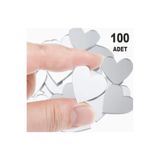 zafrakreklam Dekor Süs Yuvarlak Ayna Gümüş Kalp 100x Adet Pleksi Dekoratif 2,5cm Pleksi Kendiden Yapışkanlı
