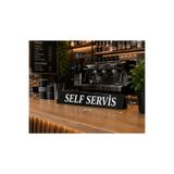 zafrakreklam SELF SERVİS ÇİFT YÖNLÜ MASA ÜSTÜ MİNİ TABELA 25X5 CM ÖLÇÜ SİYAH PLEKSİ ÜZERİ FOLYO KESİM