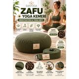 Zafu Meditasyon Minderi + 200 Cm Yoga Kemeri Seti Karabuğday Dolgulu 35X12 Cm