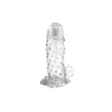 Zaga Oyun 13,5 Cm Klitoral Uyarıcılı Titreşimli Şeffaf Penis Kılıfı