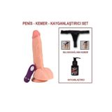 Zaga Oyun 24,5 Cm Belden Bağlamalı Titreşimli Realistik Dildo Penis Set