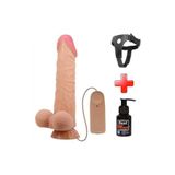 Zaga Oyun Belden Bağlamalı 24 Cm Kıkırdaklı Çift Katmanlı Gerçekçi Titreşimli Dildo Vibratör Penis